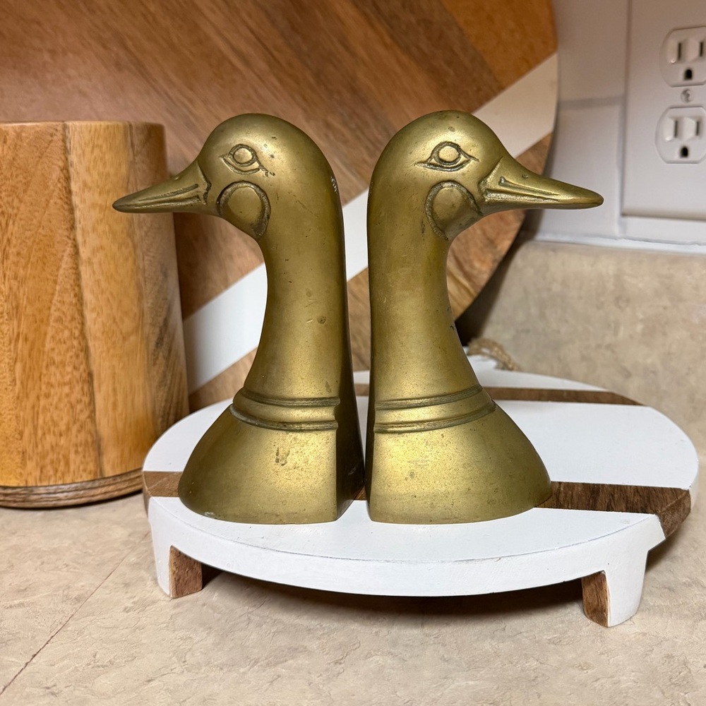 Antique Brass Duck Bookends